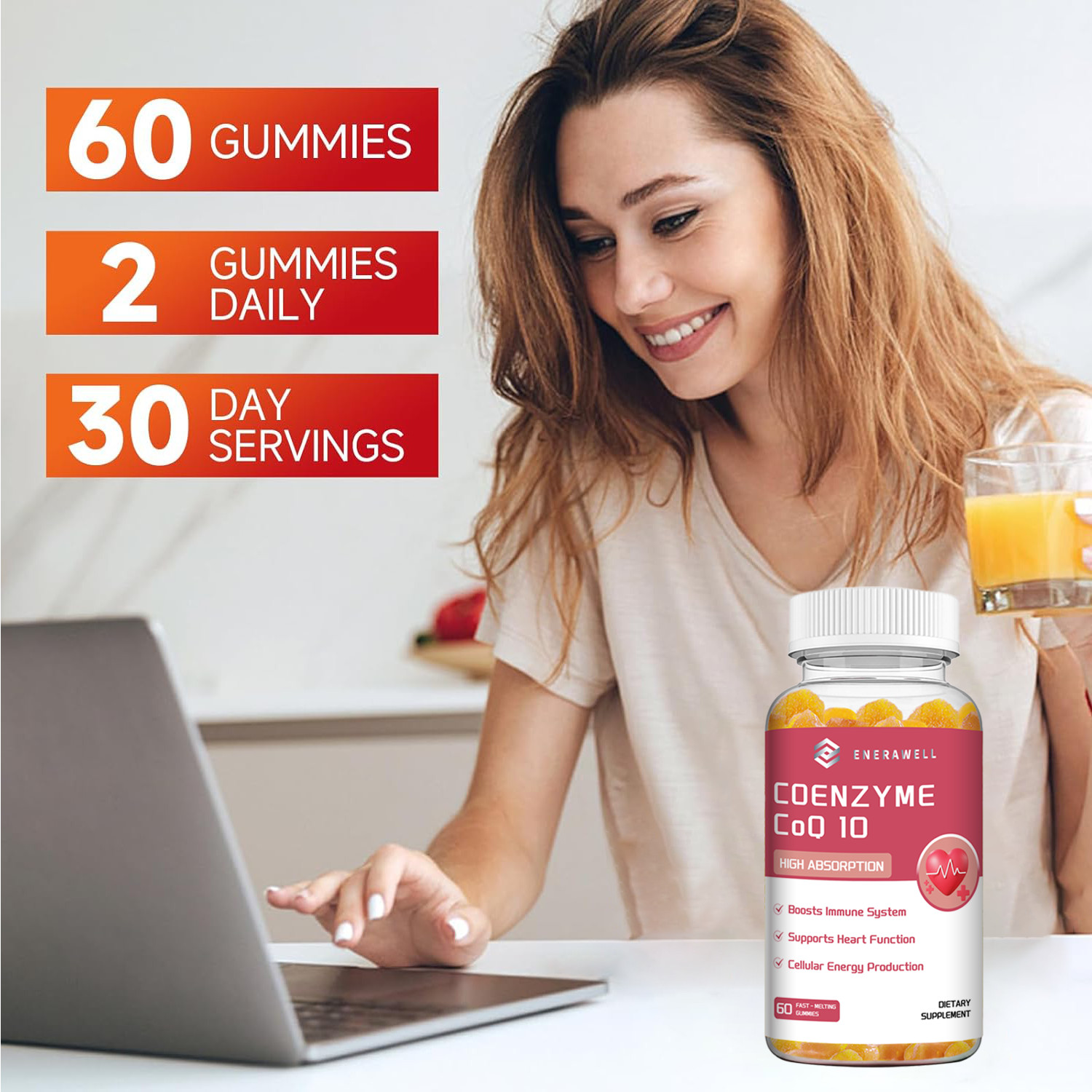CoQ10 Gummies 200mg Natural Heart Health Support – High Absorption 02/07/2027