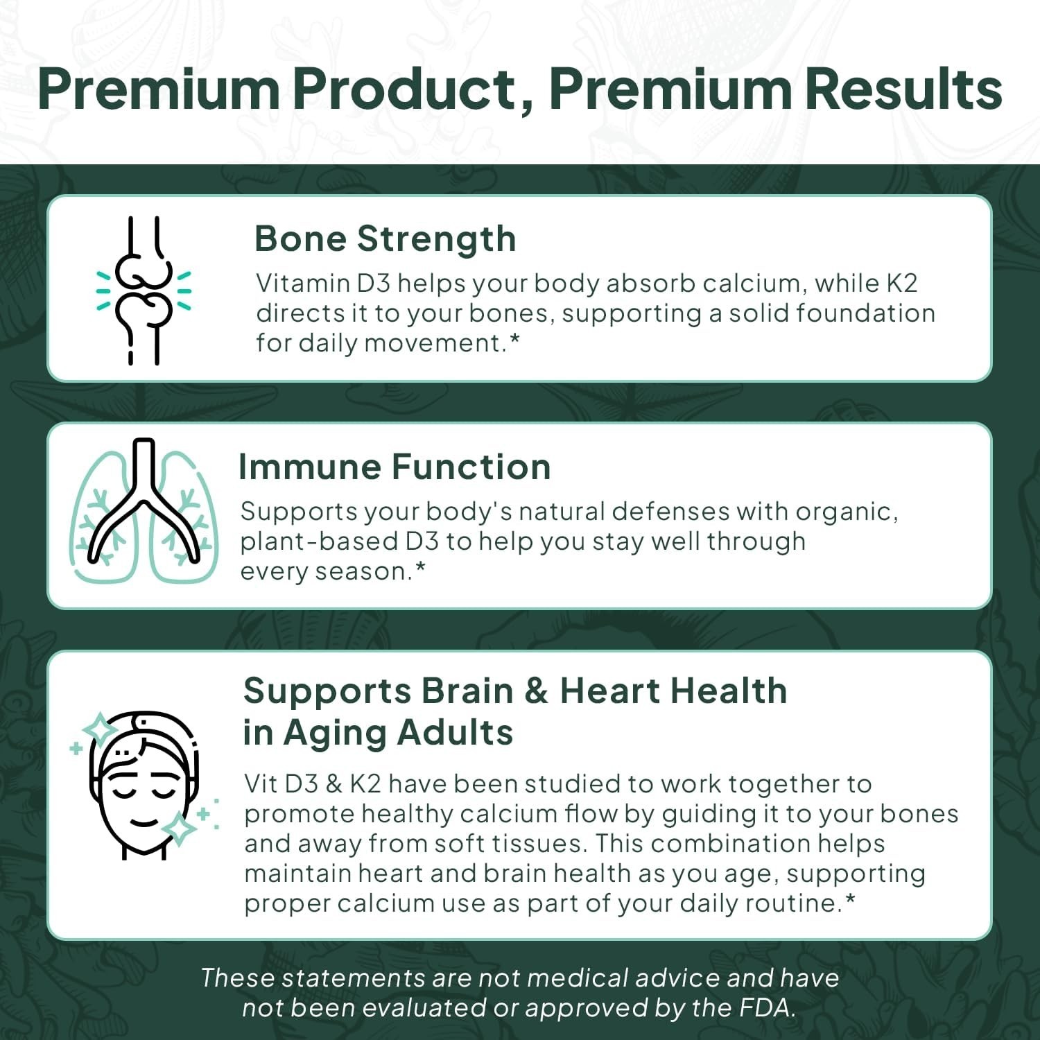 Organics Ocean Better D3 + K2 100% Organic Dietary Suppliment | 30 Softgels