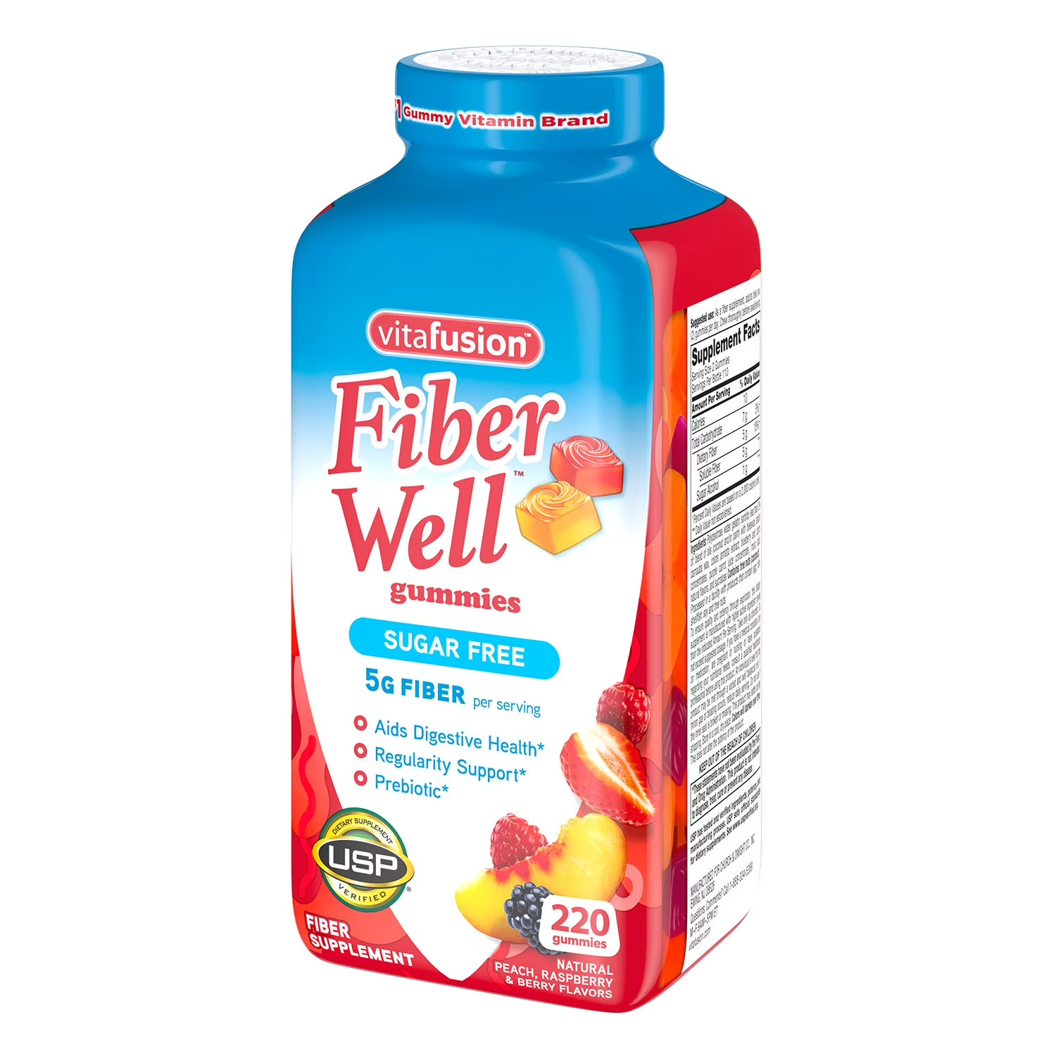 2 PACKS-Vitafusion Fiber Well Sugar Free Gummy Vitamin Supplement, 220 ct.