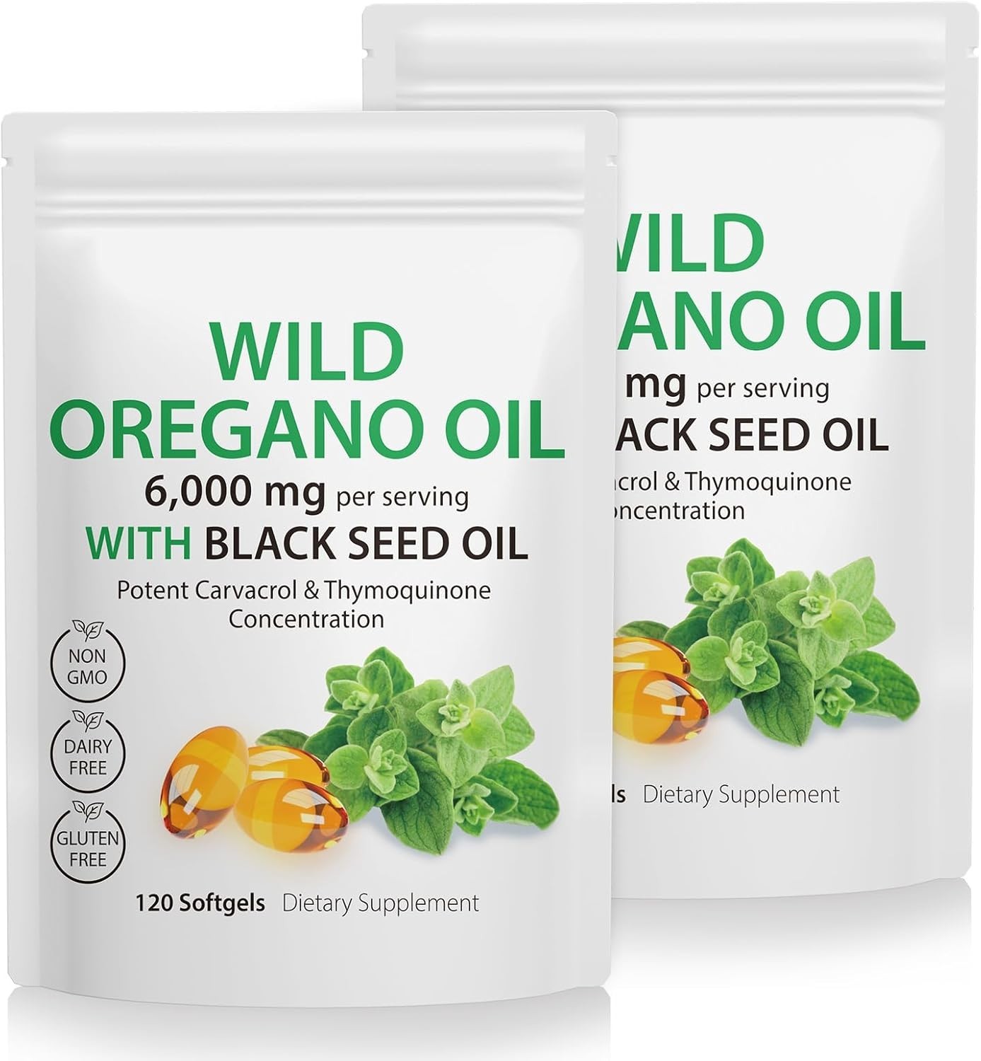 (2 Pack) Resilia Oil Of Oregano With Black Seed Oil 6,000MG NEW USA STOCK Free