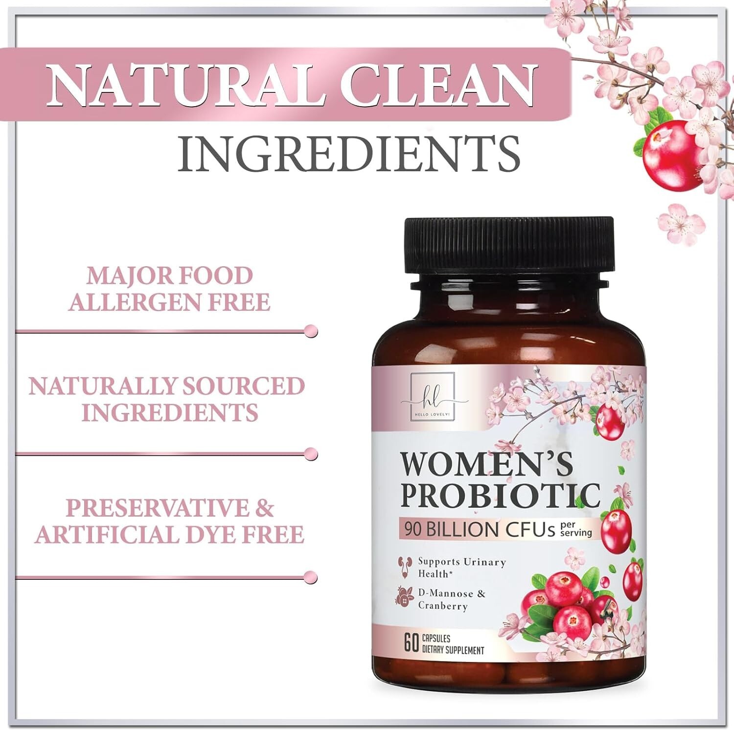 Probiotics for Women Pills with Cranberry – 16 Premium Strains for Vaginal PH