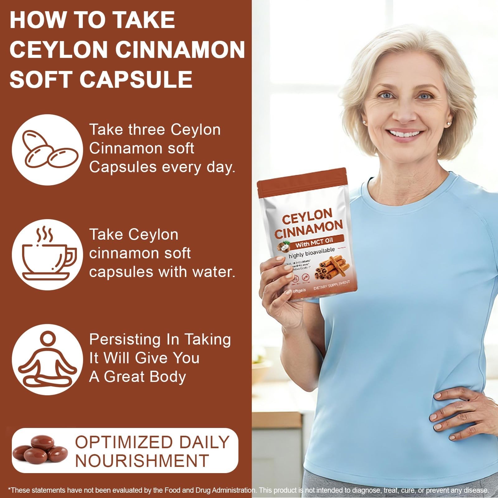Ceylon Cinnamon Softgels with MCT Oil – 300 Count, Digestive Support, Non-GMO, G
