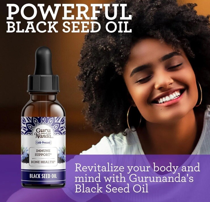 GuruNanda Cold Pressed Black Seed Oil with Vitamin D3 & K2 – Supports Immune