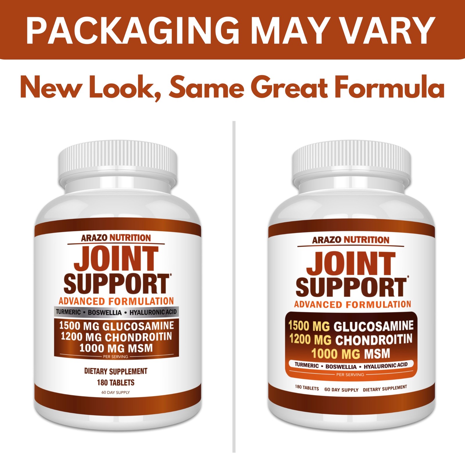 Arazo Nutrition Glucosamine Chondroitin Turmeric MSM Boswellia Joint Support