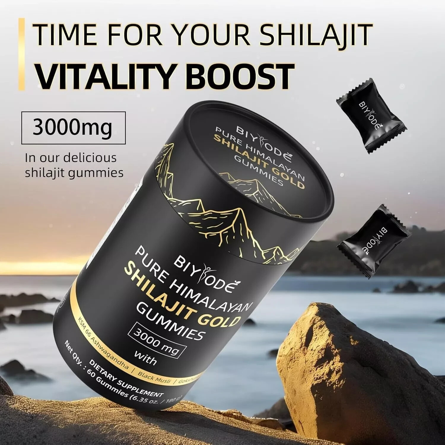 Himalayan Shilajit GOLD Gummies, Organic, Extremely Potent 3000 weight measure,