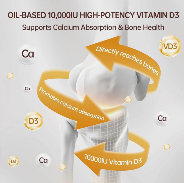 Vitamin D3 10000 iu Plus K2 (MK-7) 200 mcg, 300 Virgin Coconut Oil Softgels