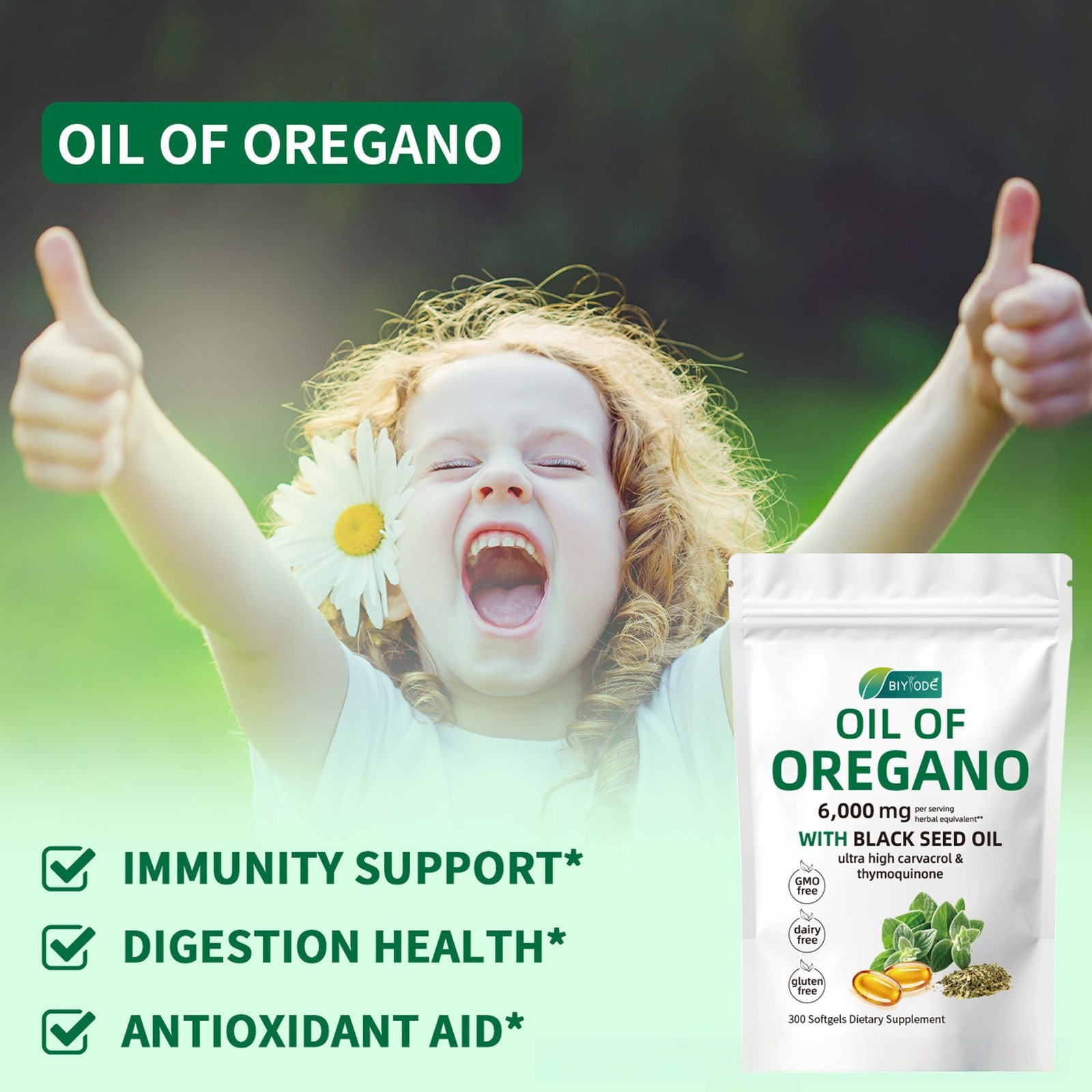 Oil of Oregano 300 Softgels with Black Seed Oil – 6000mg Oregano Oil Strength