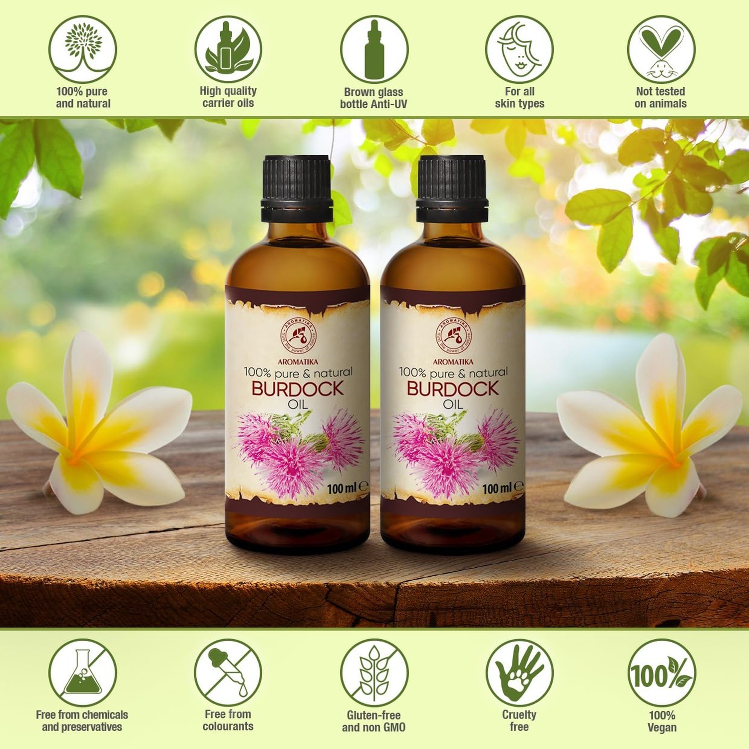 AROMATIKA Burdock Root Oil set 2 x 3.4 Fl Oz – 6.8 Fl Oz – 100% Pure & Natura…