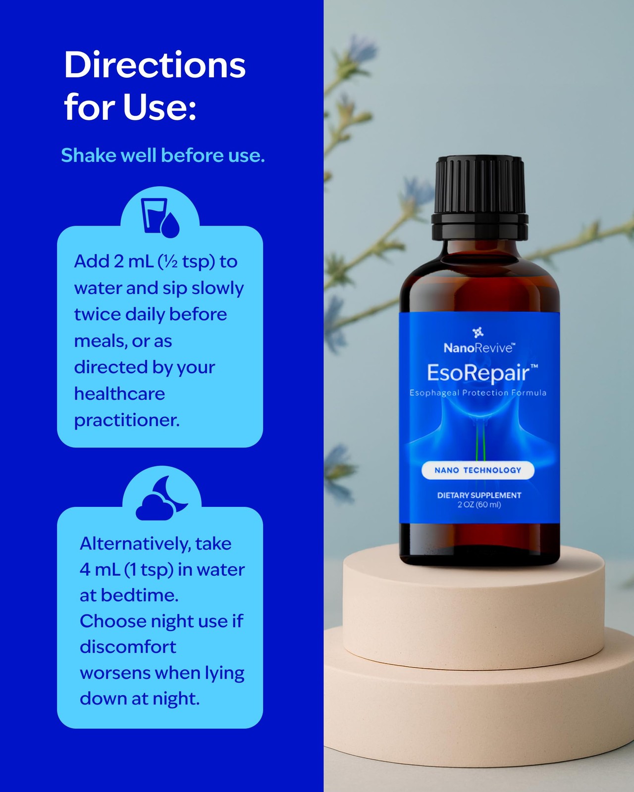 EsoRepair Nano Esophageal Health Supplements for Men & 2 Fl Oz (Pack of 1)