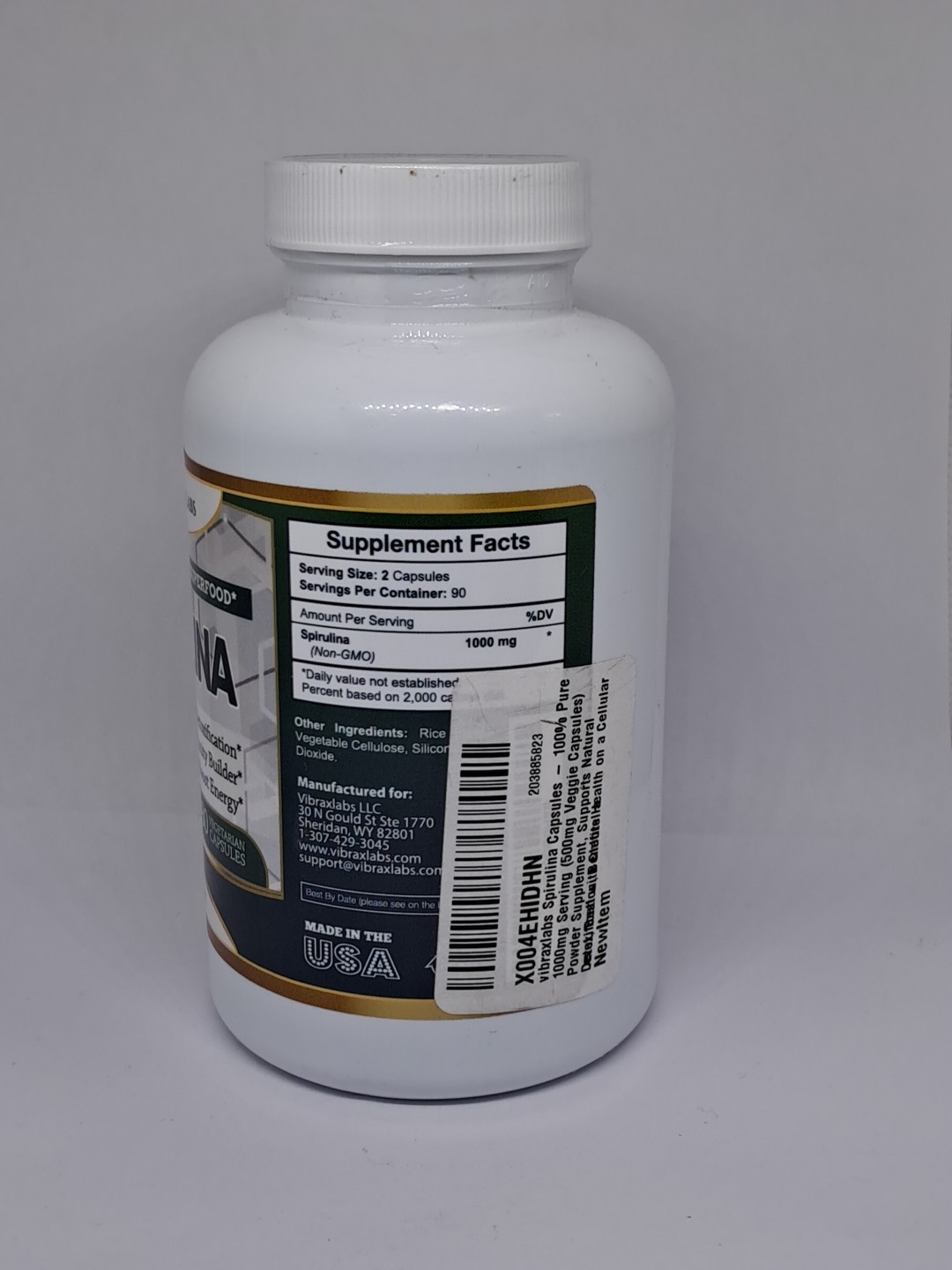 VibraxLabs Spirulina 180 CAPSULES exp12/2025