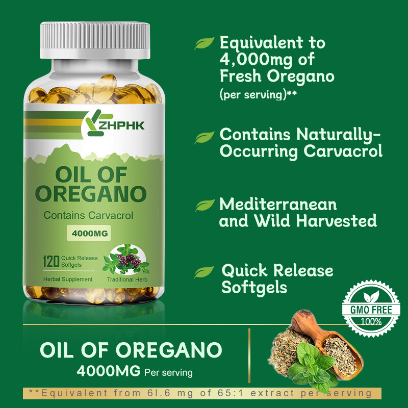 120pcs Oil of Oregano – Carvacrol, Support Digestive, Respiratory, Joint Health