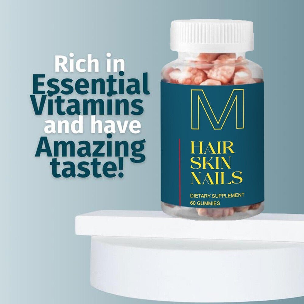60 Skin Hair and Nails Gummies – Supports Healthy Hair – Vegan Biotin Vitamins
