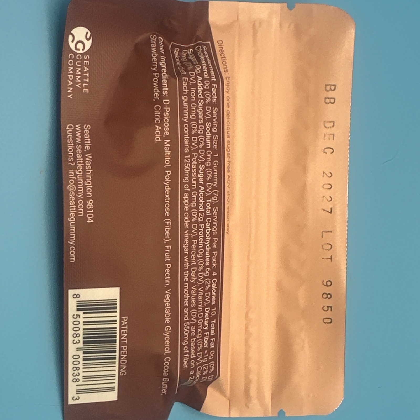Seattle Gummy Company 1200mg ACV WITH THE MOTHER Gummies – 48 Day Supply 12/2027