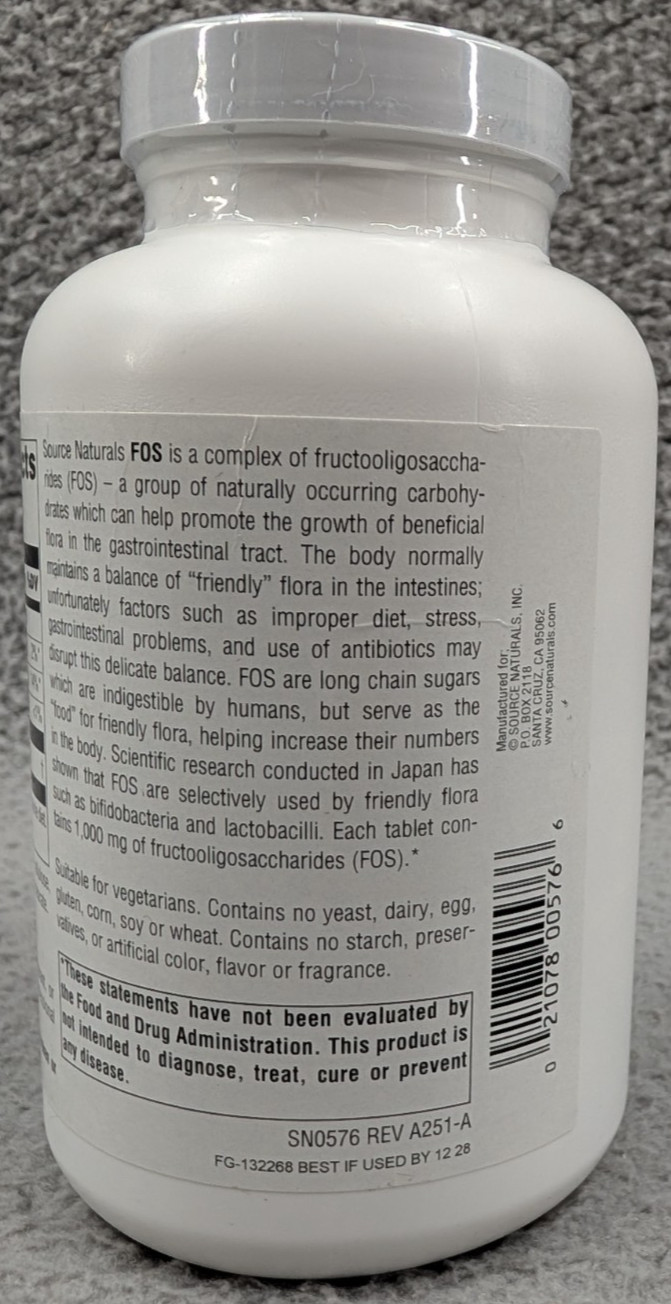 Source Naturals FOS Probiotics Enhancer 1000mg 200 Tablets