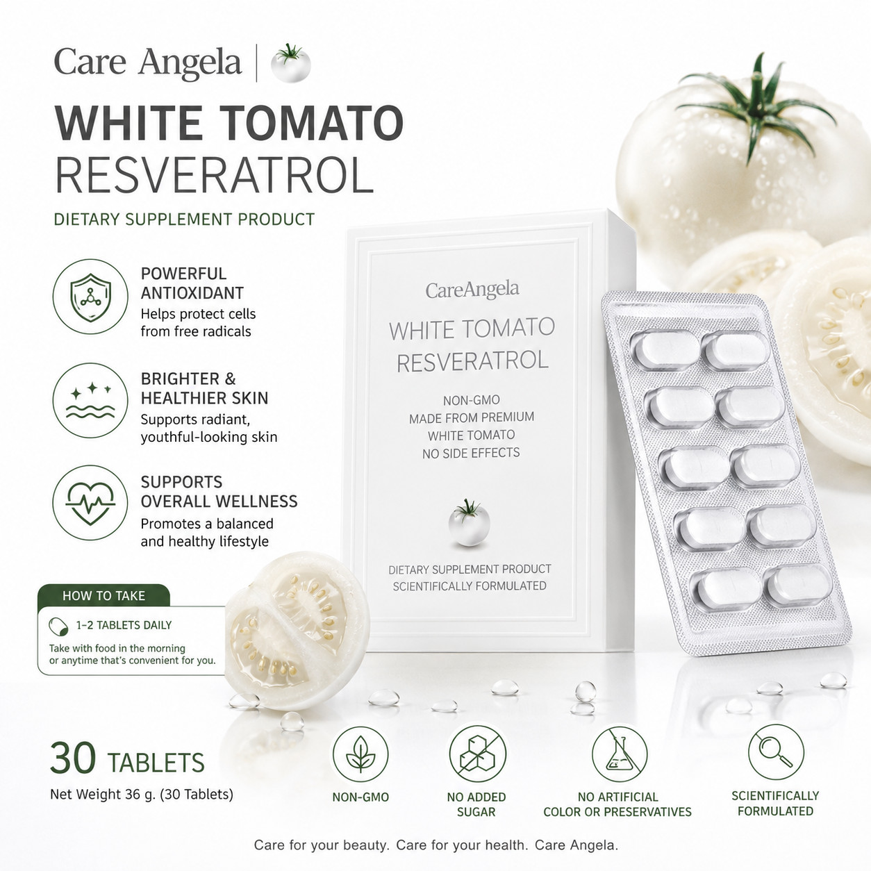 Care Angela Vitamin Plus L-Glutathione with Tomato Extract 30 capsules