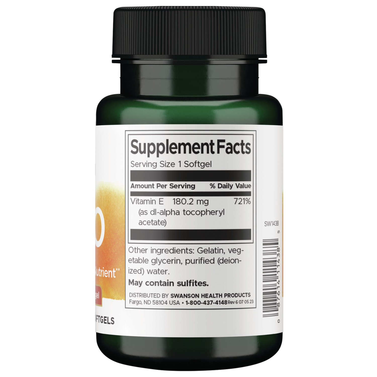 Swanson Vitamin E 180 mg (400 Iu) 60 Softgels