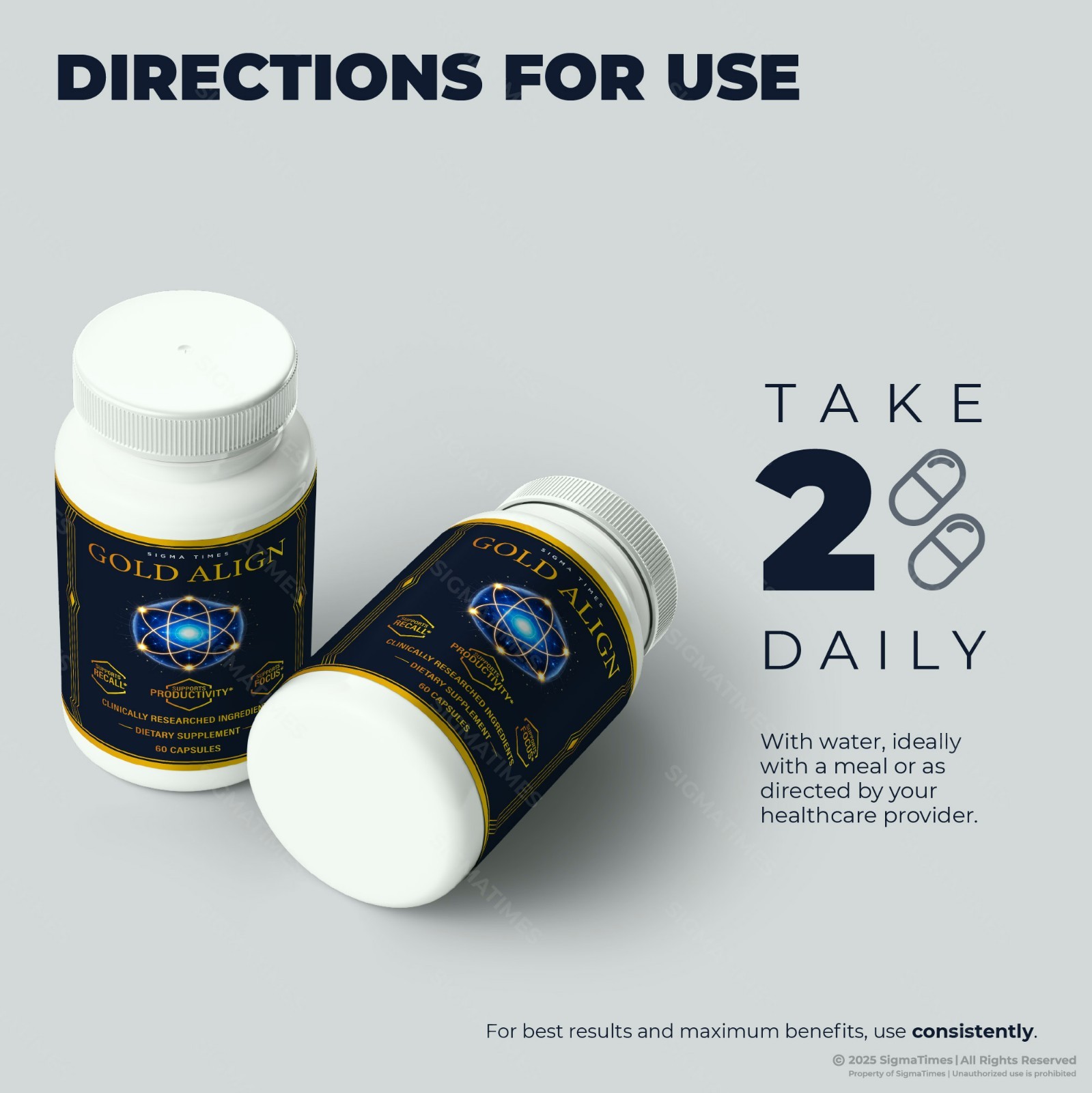 Gold Align Capsules, Official Formula, Brain Health & Memory Support – 5 Pack