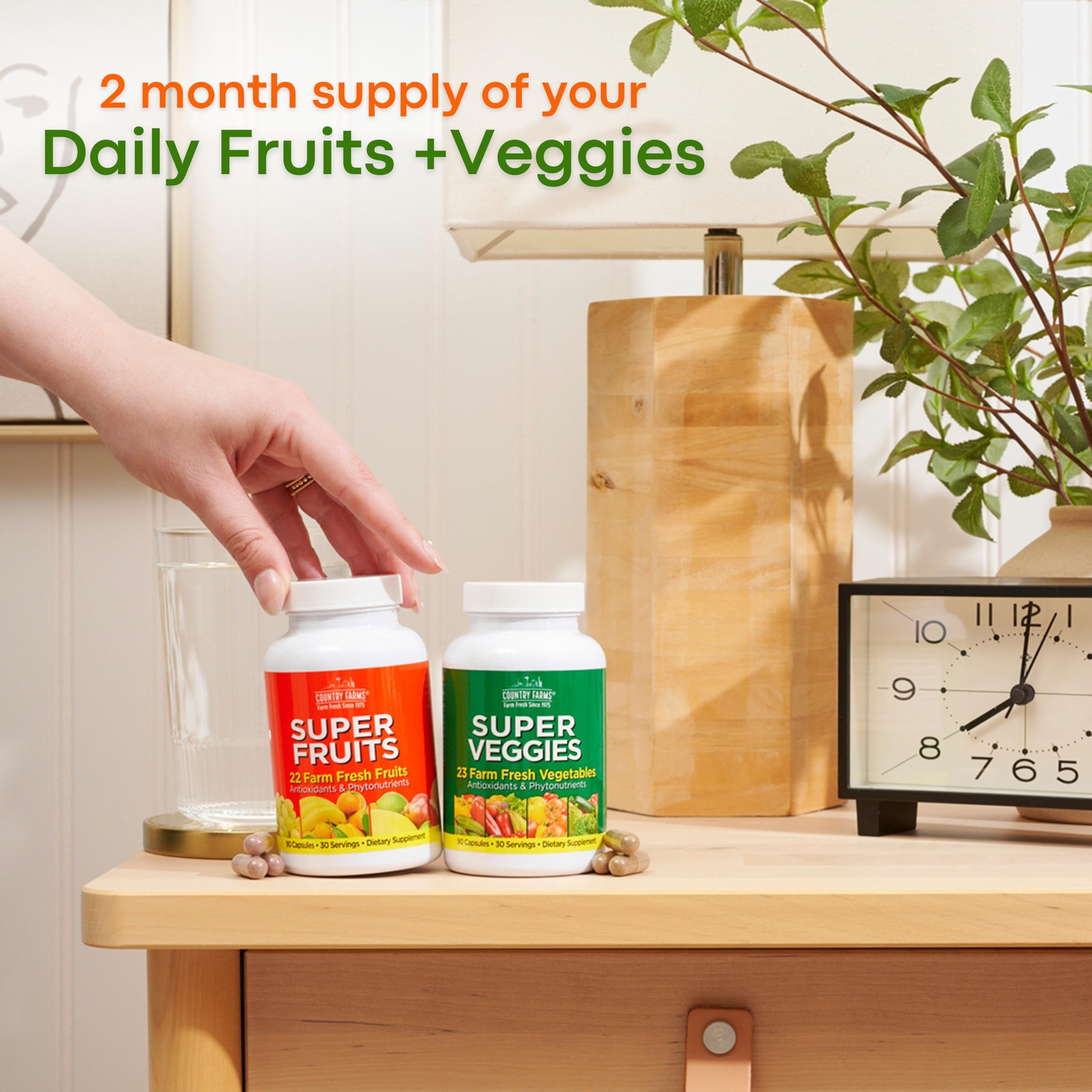 Fruit and Vegetable Supplement Capsules 180 Each Greens and Reds 60 Servings