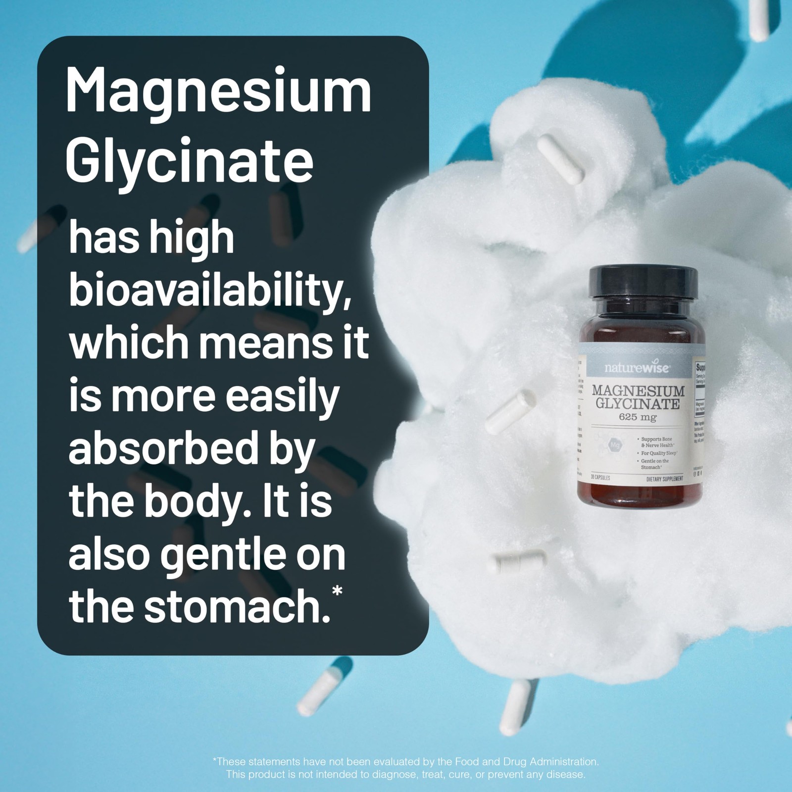 NatureWise Magnesium Glycinate 625 mg – High Absorption 30 Count (Pack of 1)