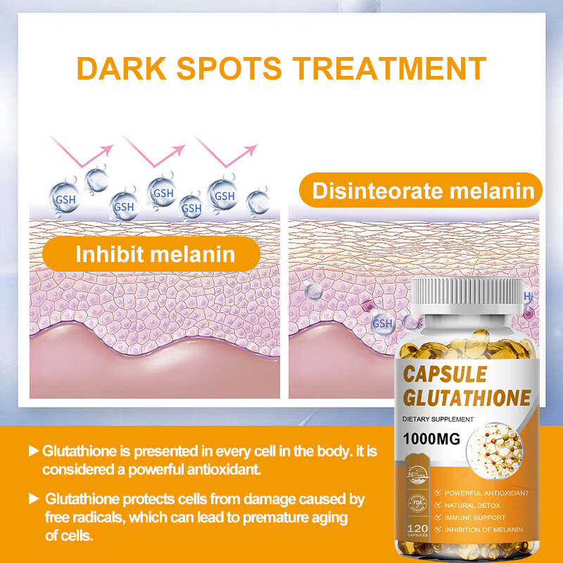 New Glutathione Capsules 1000MG Anti-Aging Skin Whitening Antioxidant Softgels