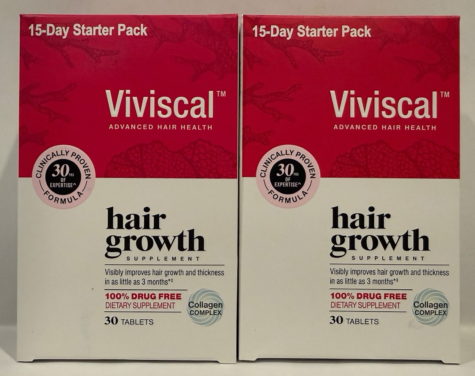VIVISCAL Hair Growth Supplement TWO Starter Packs 60 Tablets (30 days) BB 9/2028