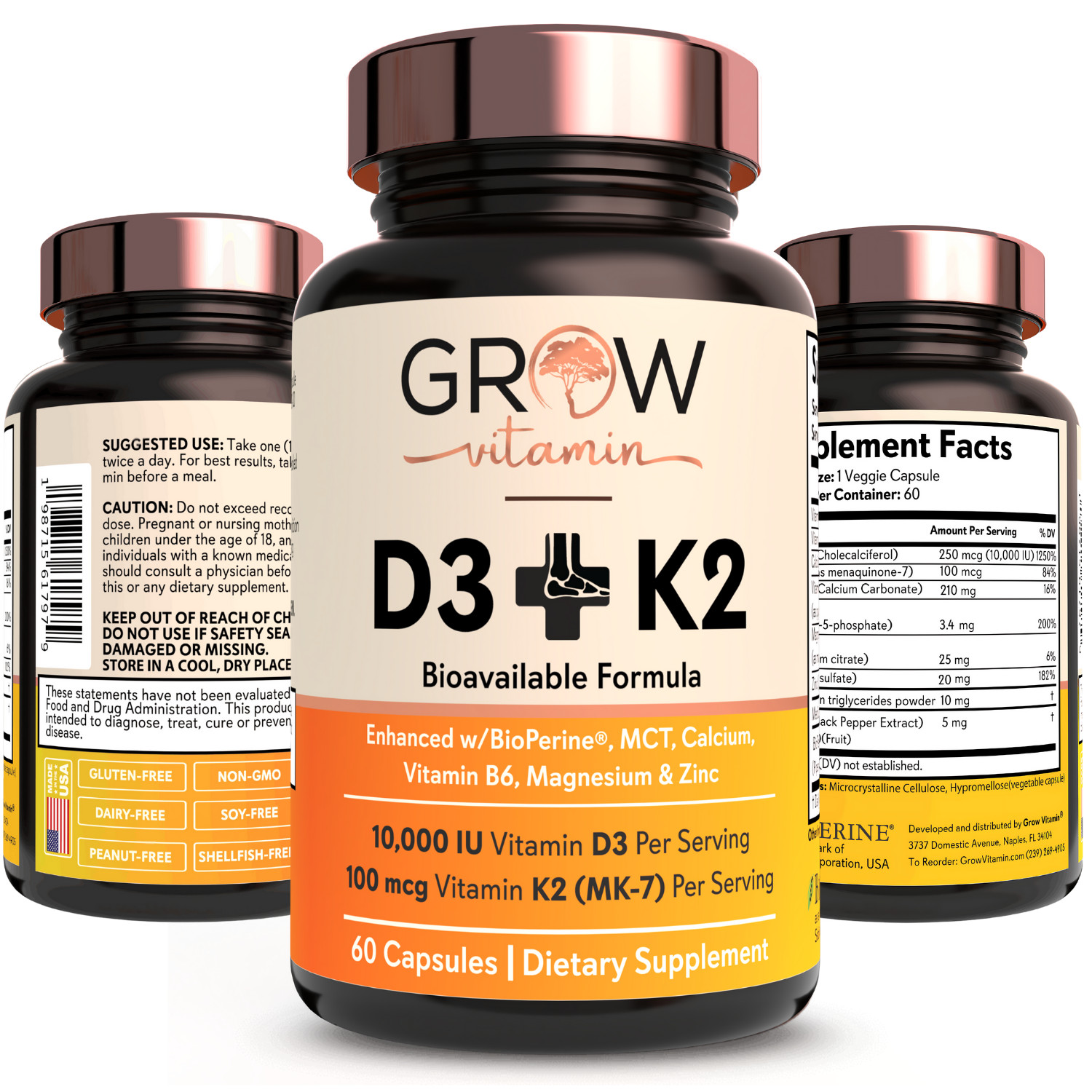 Vitamin D3 K2 Vegan D3 5000iu + K2 MK7 + Plant Based Coconut Oil – 30 Softgels