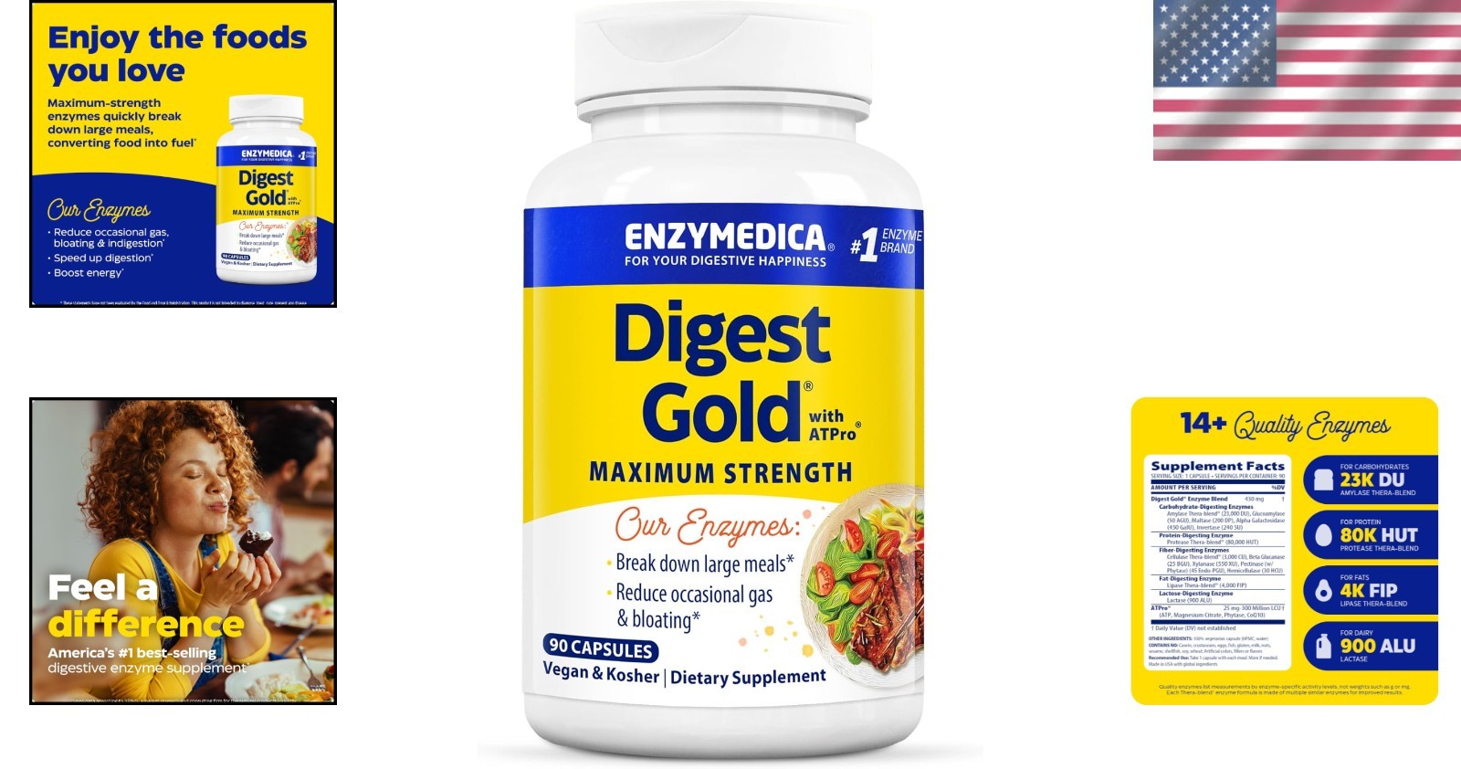 Unflavored Digest Gold + ATPro – 90 Capsules for Smooth Digestion & Energy