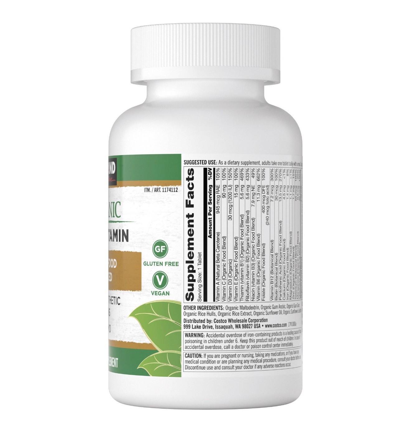 Kirkland Signature USDA Organic Multivitamin, 80 Coated Tablets