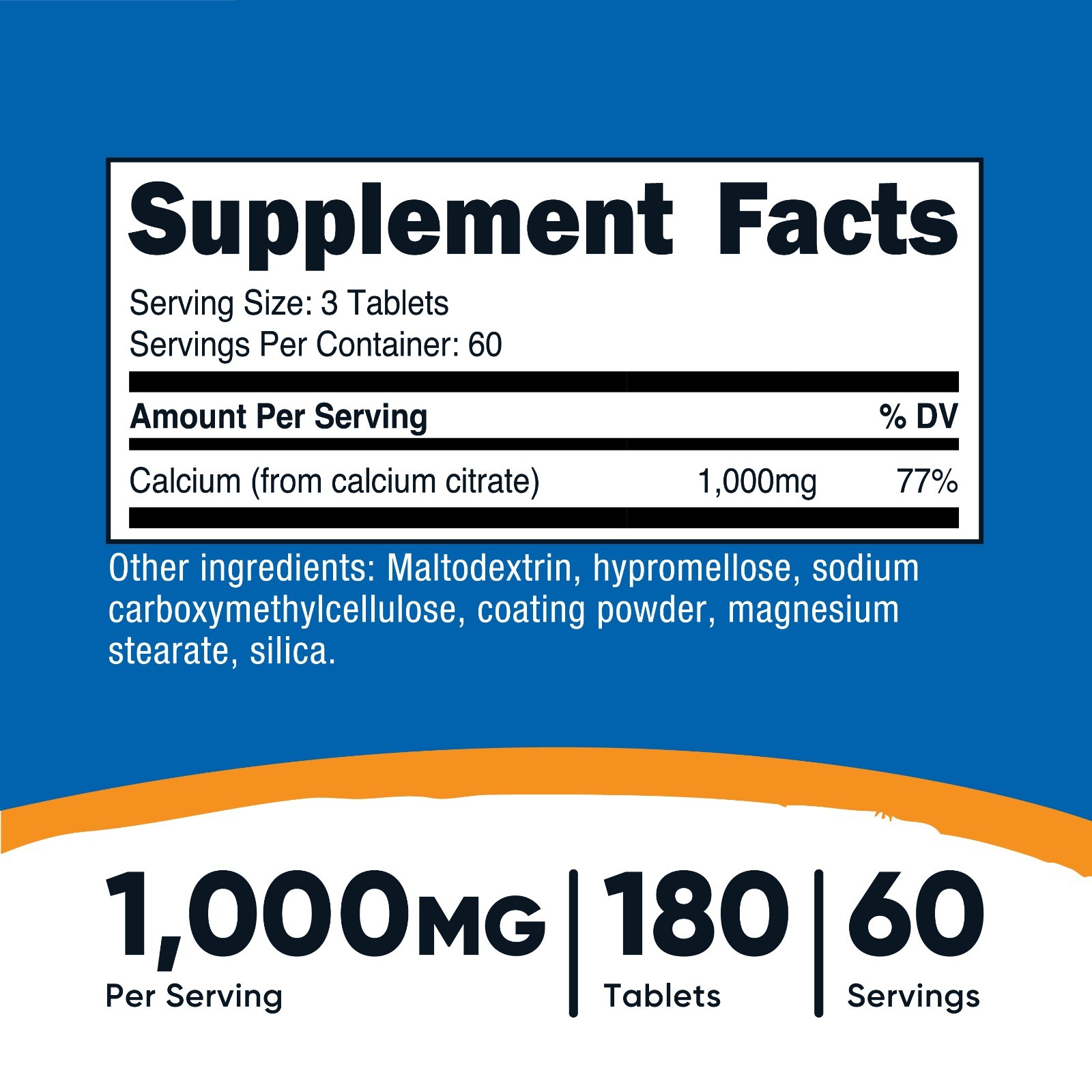 Nutricost Calcium Citrate (1,000mg) 180 Tablets – Vegan, GMO-Free, Gluten-Free