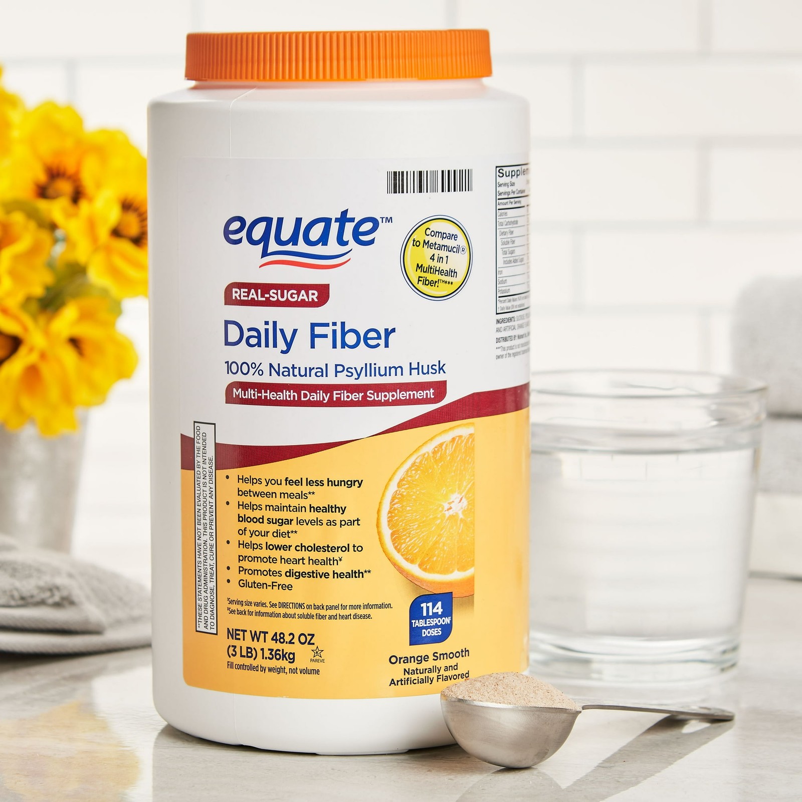 Equate Daily Fiber Orange Smooth Fiber Powder, 48.2 oz. ( Fast Free Shipping