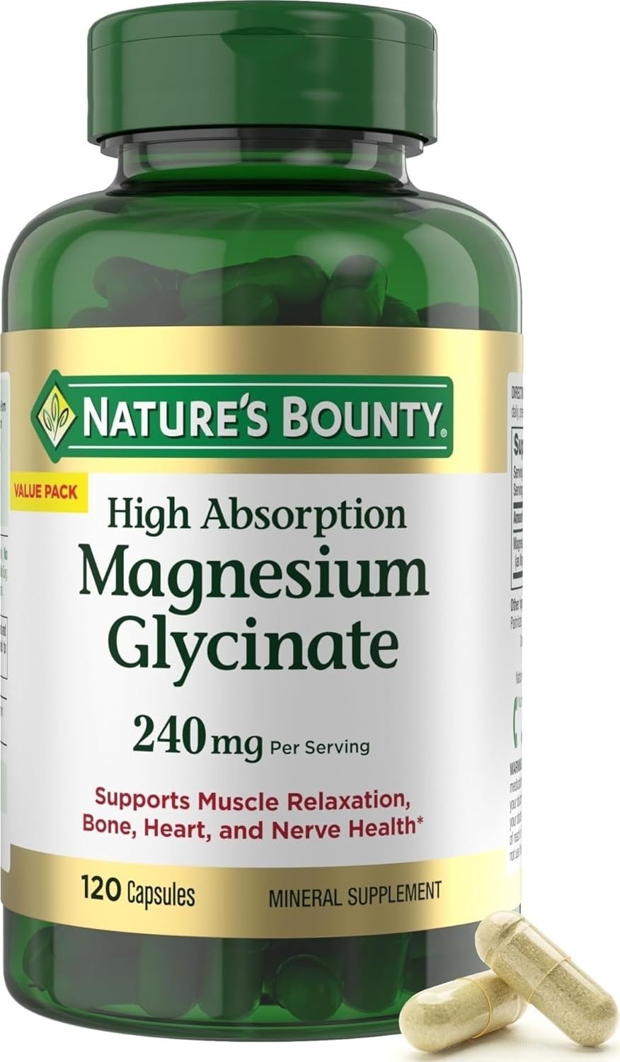 Nature’s Bounty High Absorption Magnesium Glycinate 240 mg, 120 Capsules