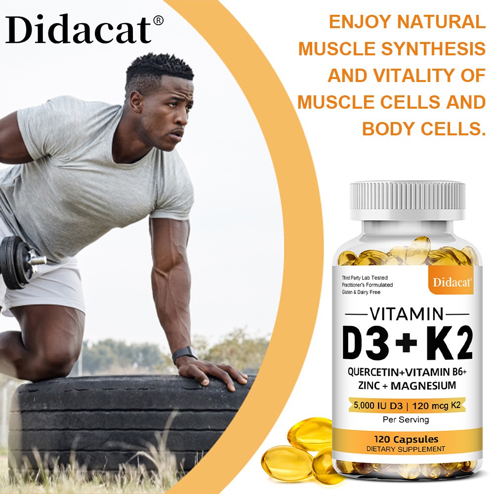 Vitamin D3 5000 IU K2 120 mcg, Vit D and K Supplement 30/60/120 capsules