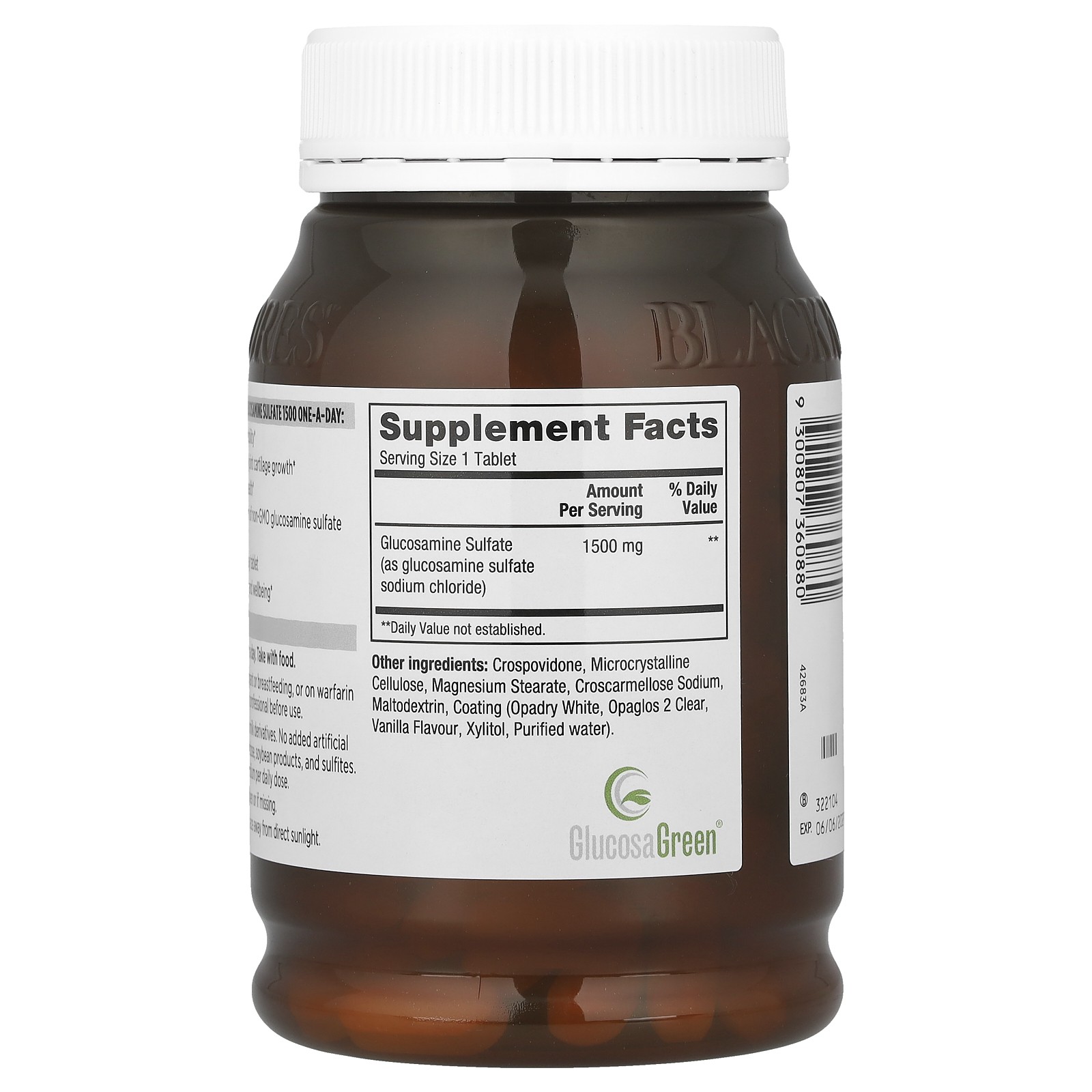 Glucosamine Sulfate One-A-Day, Vanilla, 1,500 mg, 180 Tablets
