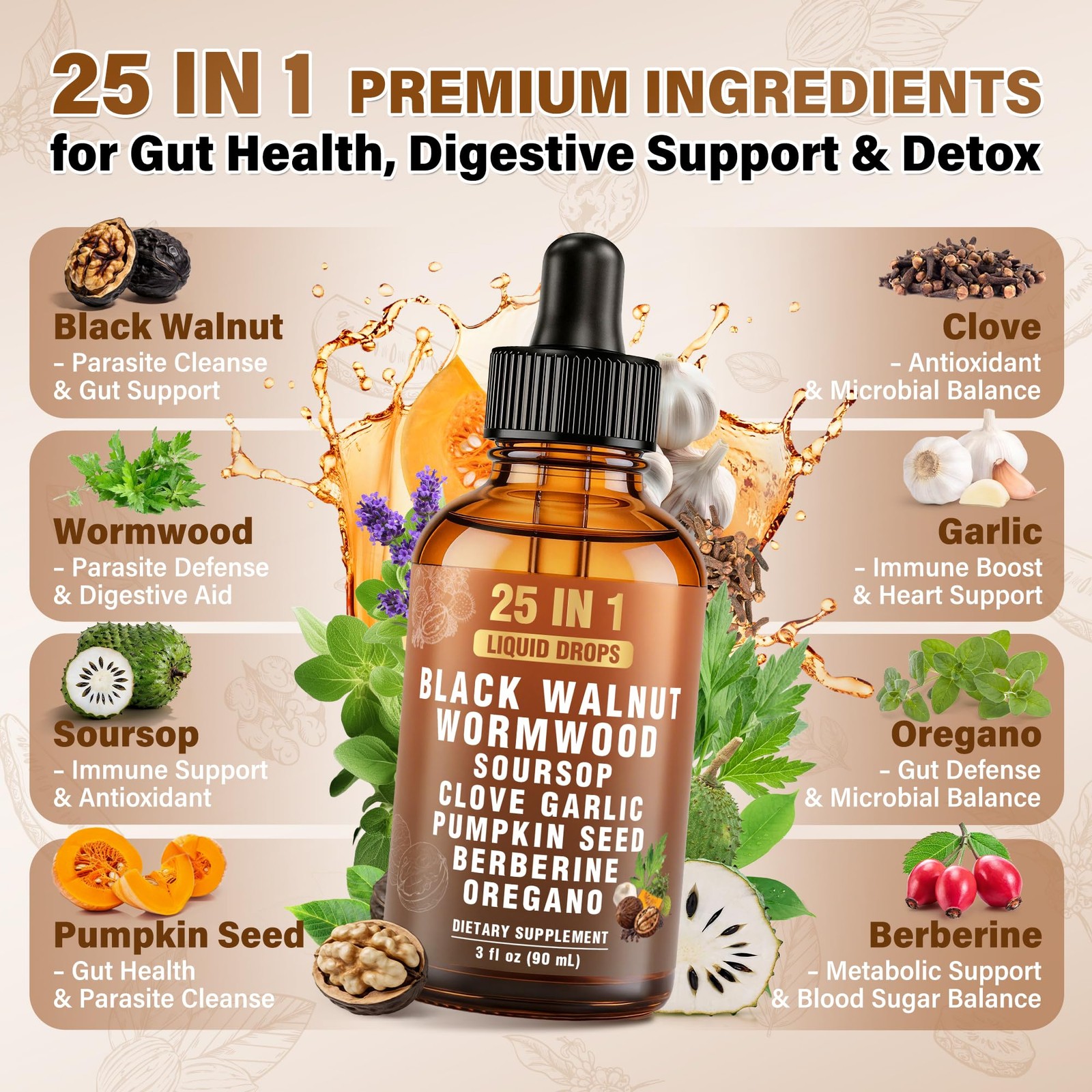 Royavita 25-in-1 Liposomal Wormwood Black Walnut 0.03 Fl Oz (Pack of 90)