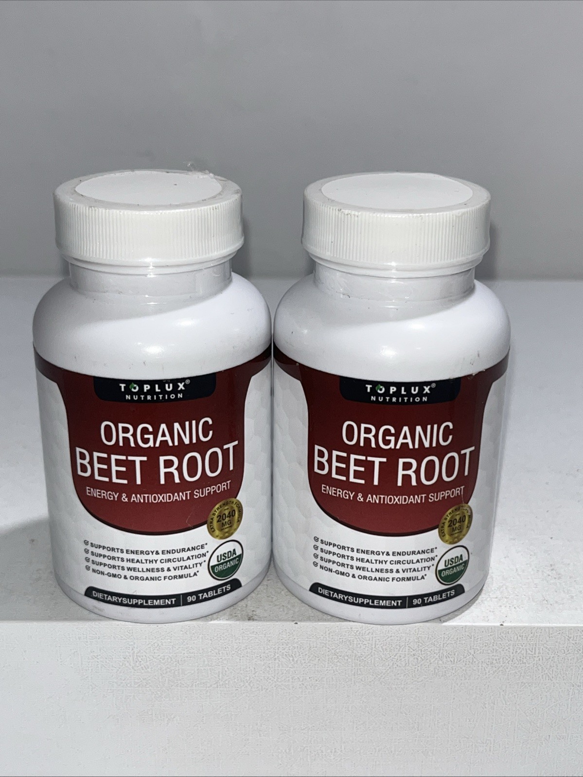 2 Sealed Organic Beet Root Energy + Antioxidant Supplement 90 Tabs Each