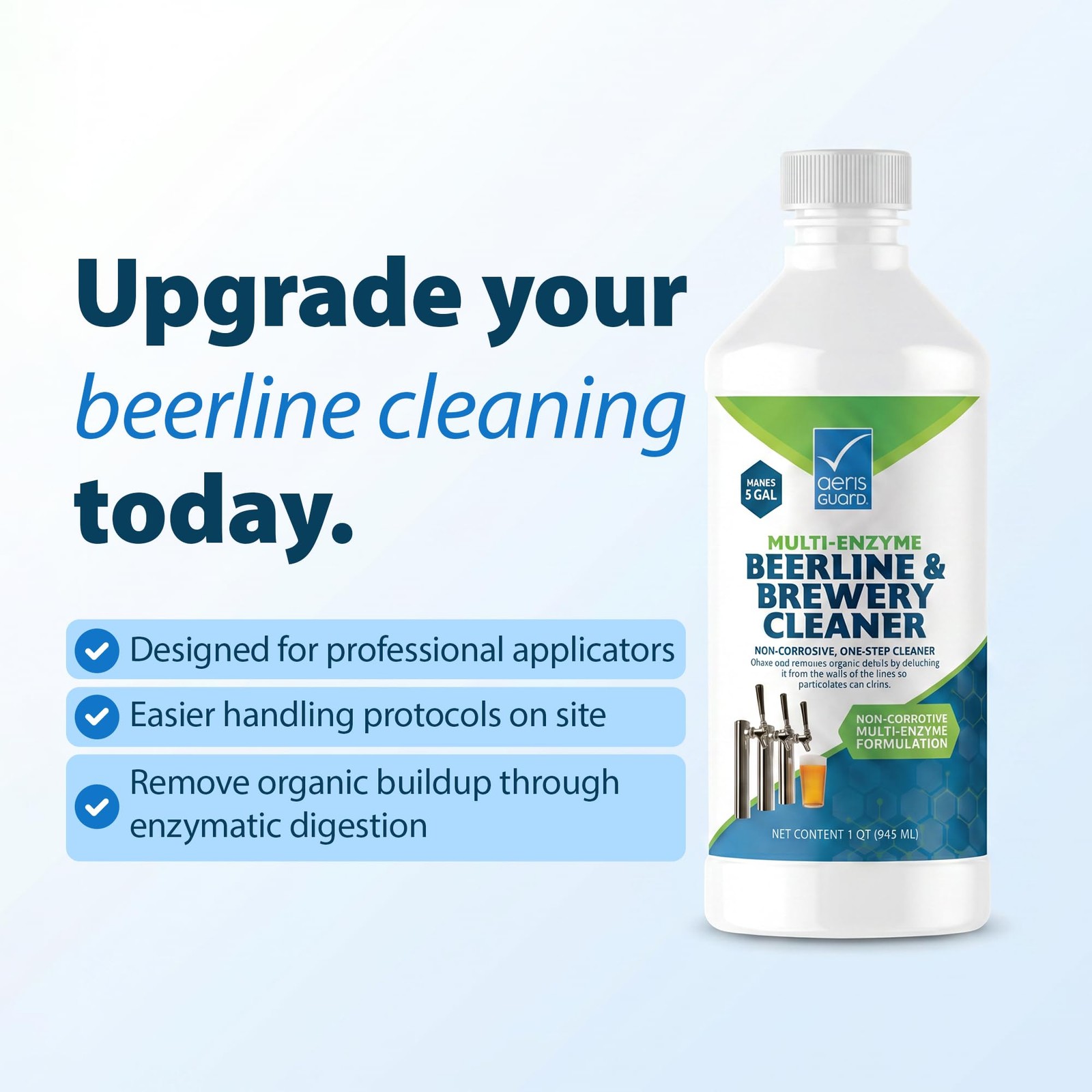 Aerisguard Multi-Enzyme Beer Line Cleaner Non-Corrosive Enzymatic Kegerator