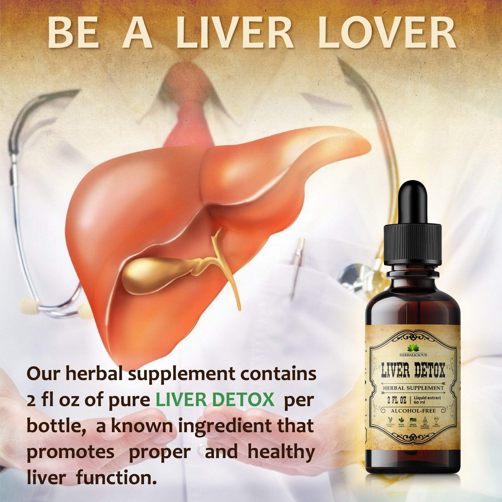 Liver Support Drops Milk Thistle, Dandelion, Turmeric for Liver Cleanse & Detox