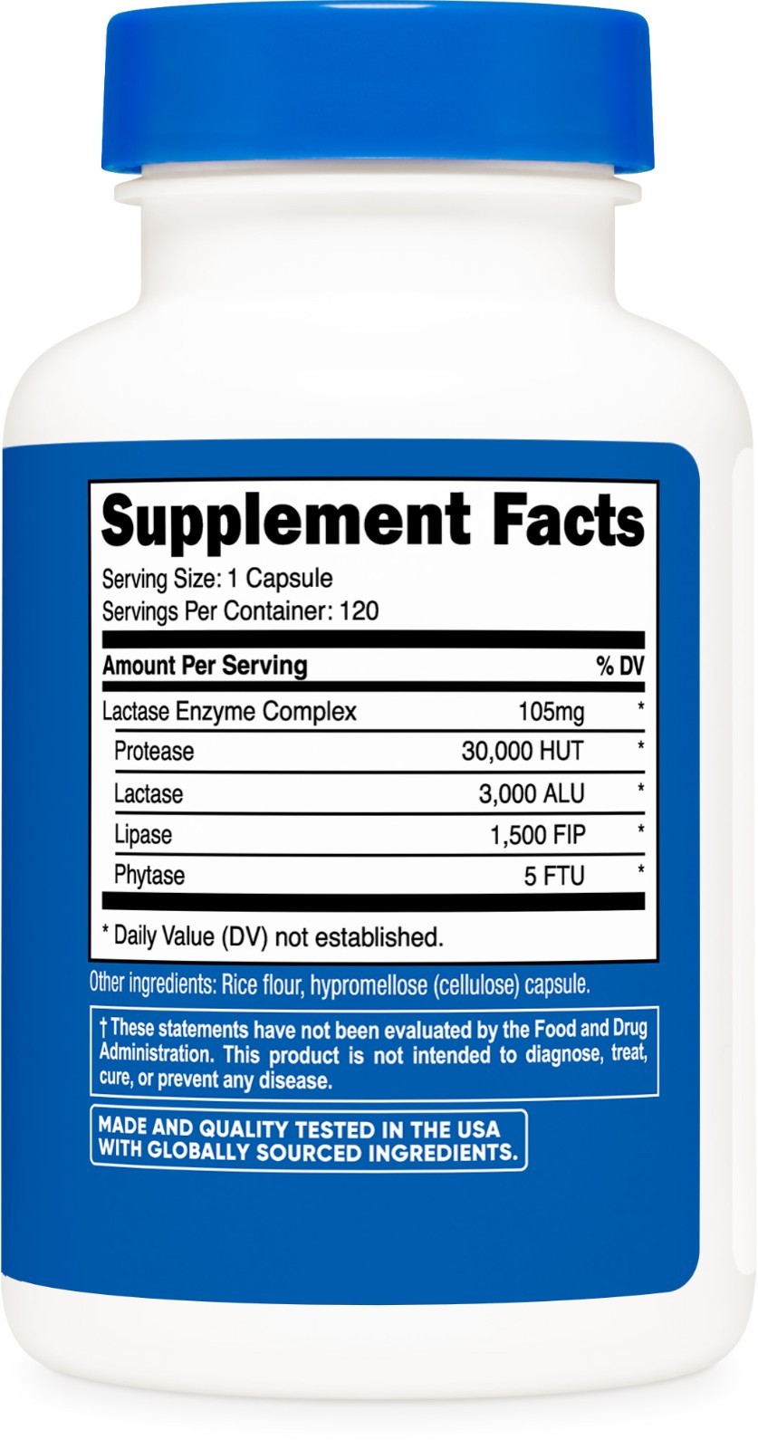 Nutricost Lactase Enzyme Complex 3,000 FCC ALU, 120 Vegetarian Capsules