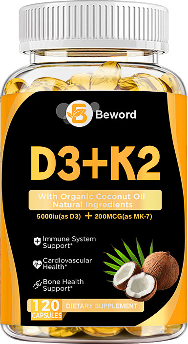 Vitamin D3 5000IU and K2 MK-7 200mcg – 120 Capsules – Immune Support Wellness-