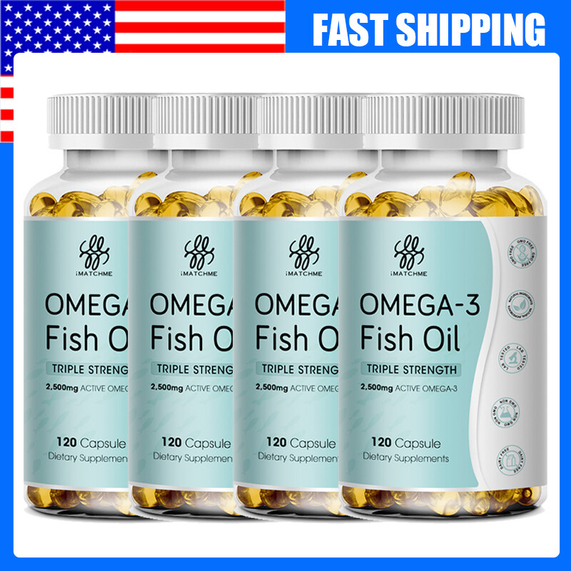 omega 3 fish oil capsules 3x strength 2500mg epa & dha, highest potency 120