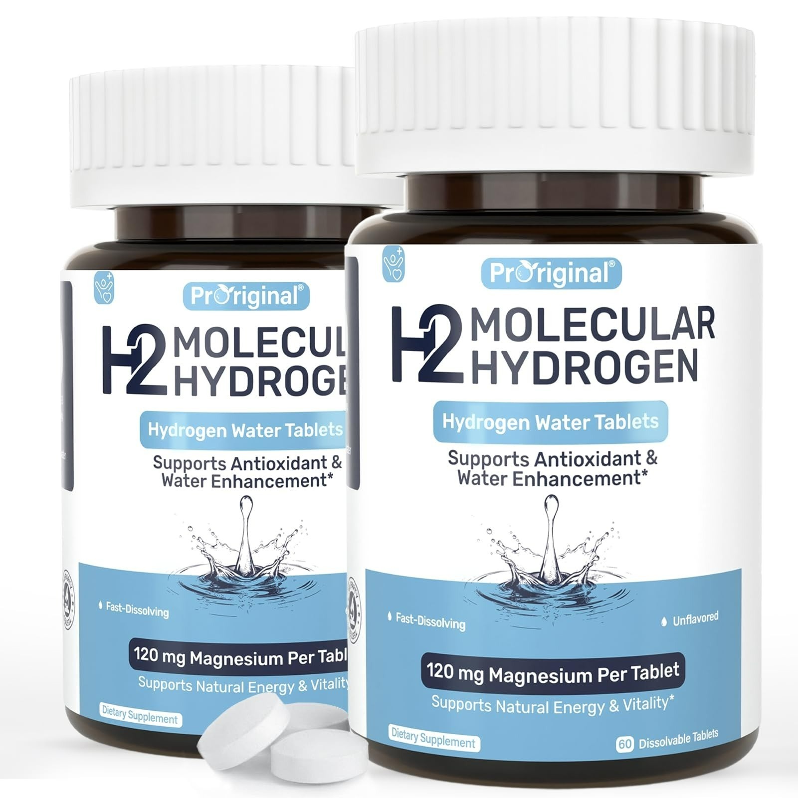 Proriginal Hydrogen Water Tablets – 120mg Magnesium – 60 Count – Lemon Flavor