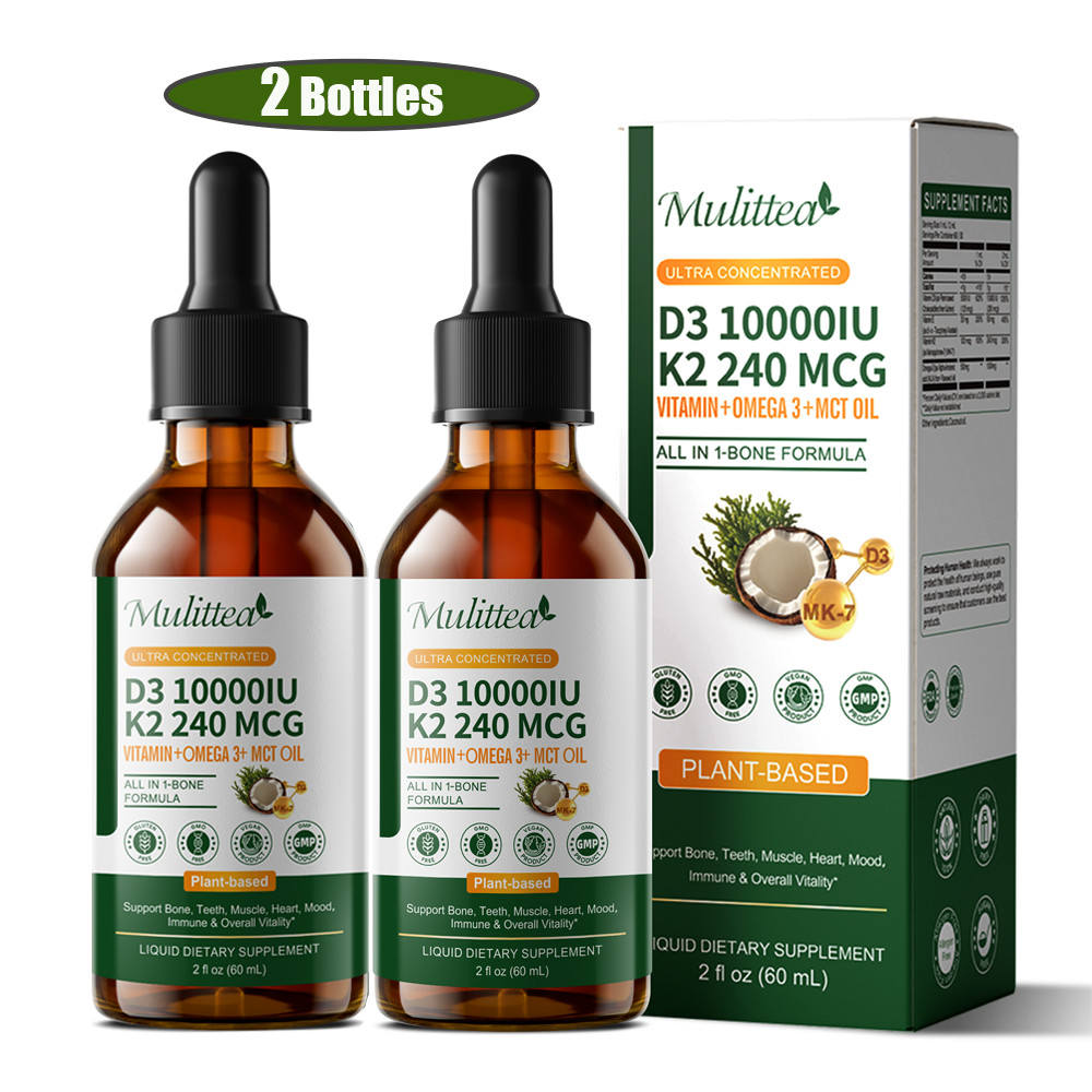 Vitamin D3 K2 Drops with MCT Oil Omega 3 & Vitamin E Bone Immune Support