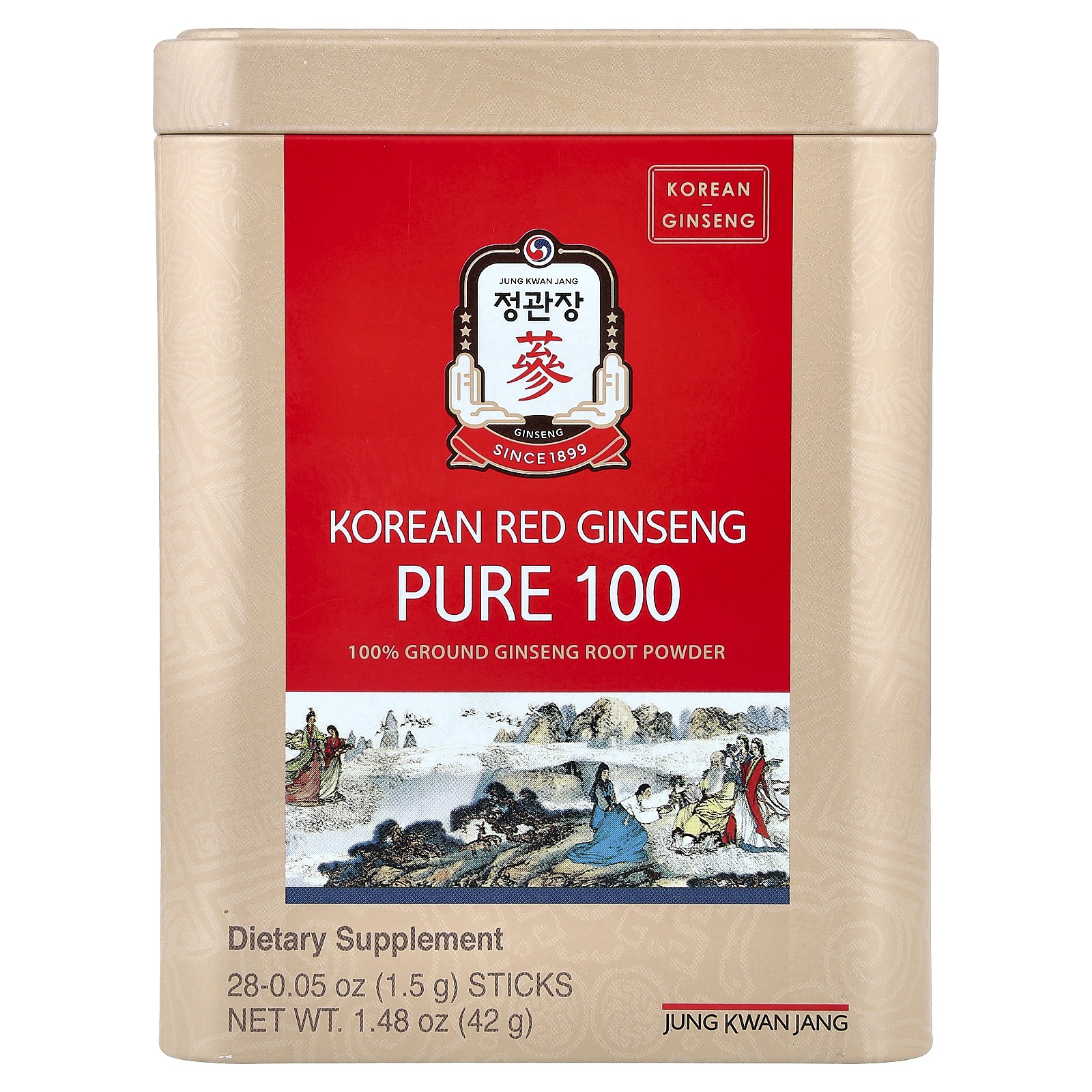 Korean Red Ginseng, Pure 100, 28 Sticks, 0.05 oz (1.5 g) Each