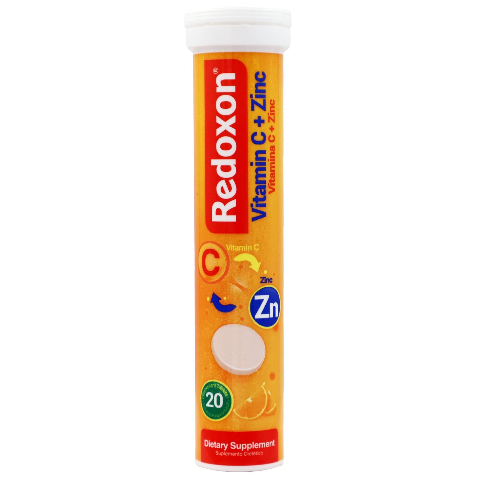 Redoxon Vitamin C + Zinc, Effervescent Tablets 20 Count (Pack of 1), Orange