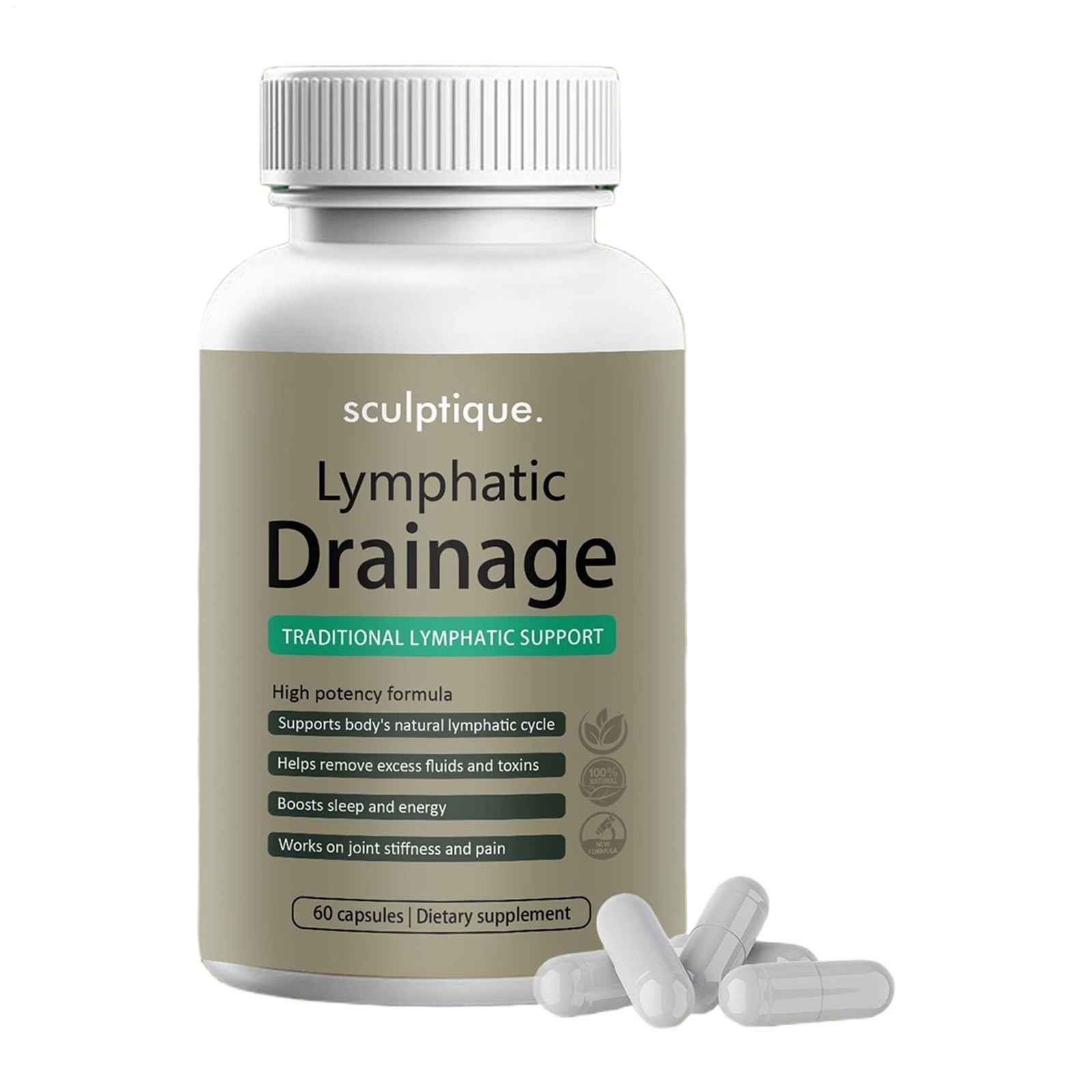 3 PACK Sculptique Lymphatic Drainage Capsules, Lymphatic Drainage, 60 Capsules