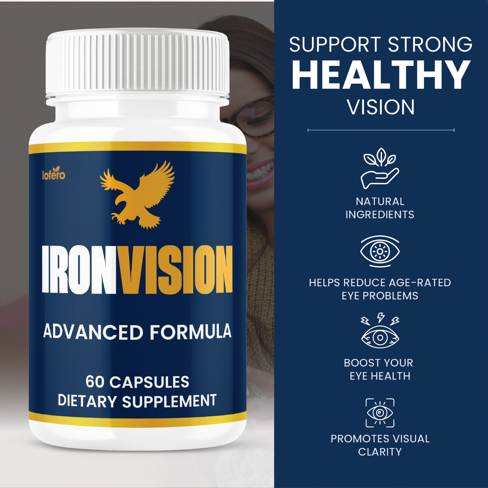 (3 Pack) Iron Vision Support Pills IronVision Healthy Eye Supplement (180ct)