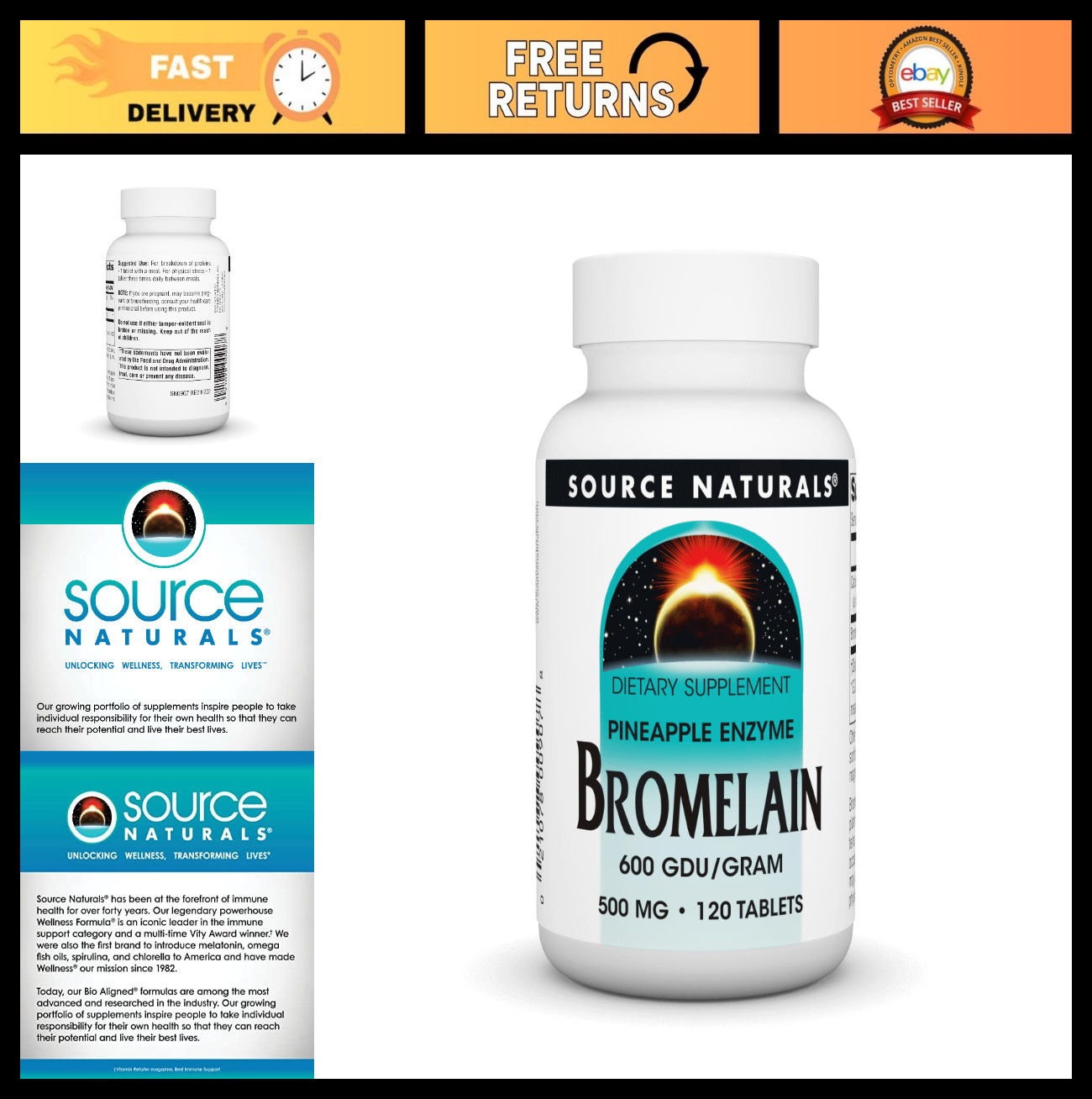 Bromelain 500mg – 120 Tablets | Natural Proteolytic Enzyme for Digestion Support