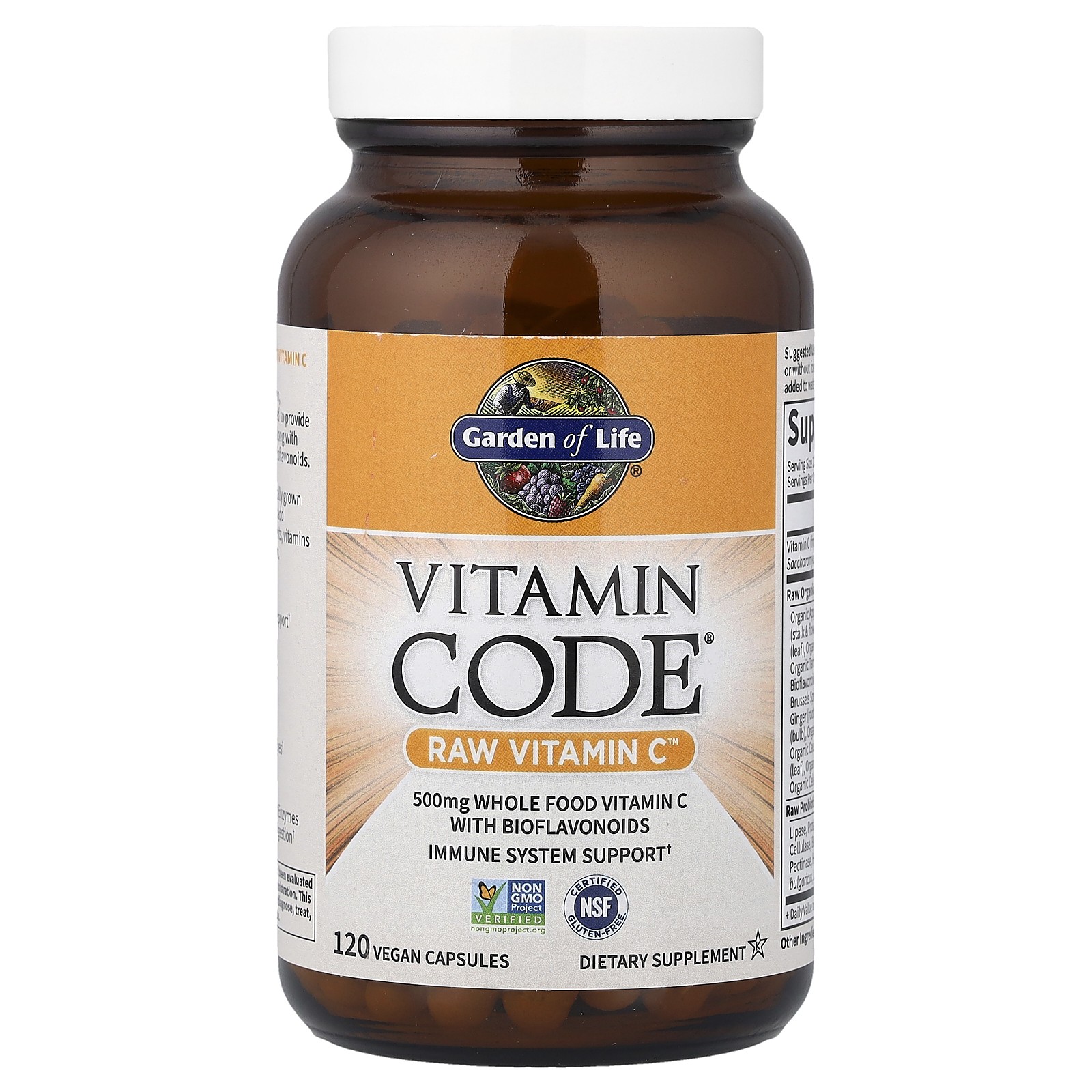 Garden of Life Vitamin Code Raw Vitamin C 120 Vegan Capsules Gluten-Free,