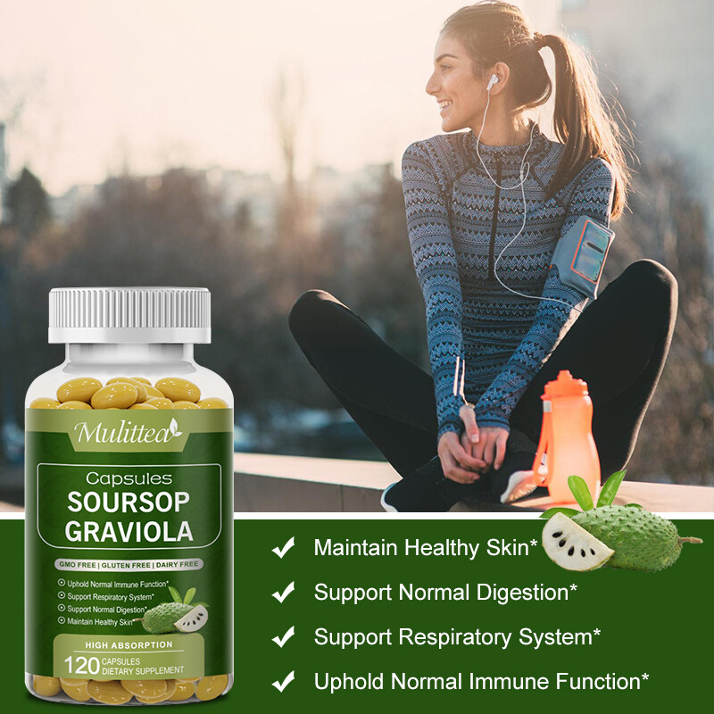 Graviola Capsules 1000mg 120 Pure Natural Soursop Capsules Leaves fruit Capsules