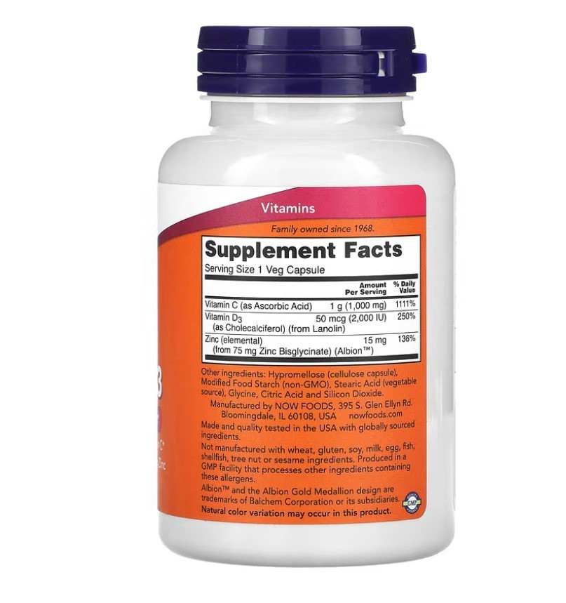 C-1000 Zinc & D-3, 100 Veg Capsules